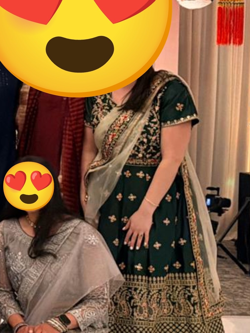 Embroidered Dark Green Anarkali Dress with Gold Accents
